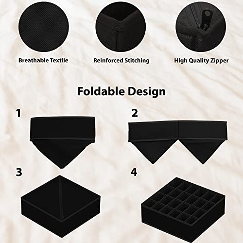 Image of Simple Houseware Closet Underwear Organizer Drawer Divider 4 Set, Black