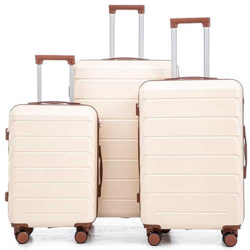 Image of Luggage Sets 3 Piece Suitcase Set, ABS Hardside Carry-on, Checked Luggage, Lock