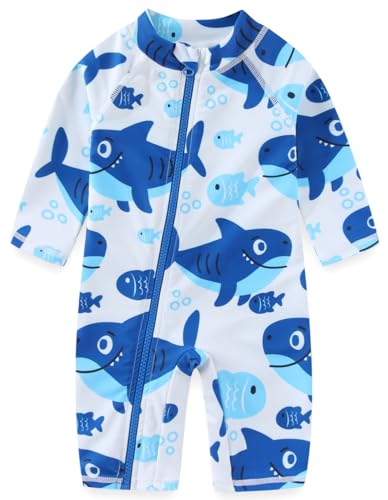 Image of Erdawum Baby Boy Swimsuit Rash Guard Toddler One Piece Bathing Suit Infant Swimwear UPF 50+