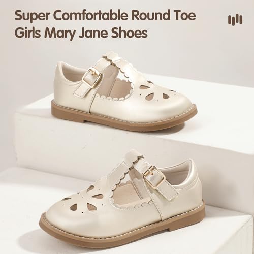 Hehainom Girls Mary Jane Shoes T-Strap Dress Ballet Flats Toddler Girls Wedding Party Uniform School Shoes3