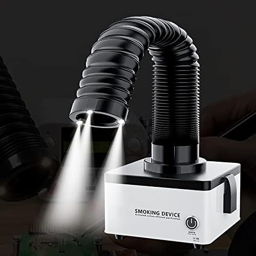 jucyuanhang Solder Fume Absorber, Mini High-Efficiency Iron Fume Absorber Smoke Exhauster with LED Light and Universal Smoking Pipe, Super Suction, Reduce The Harm of Harmful Gases to The Human Body