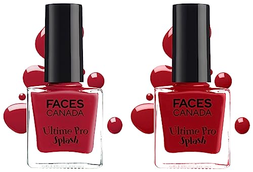 Image of FACESCANADA Faces Glossy Finish Splash Nail Enamel, Maroon 401, 8 Ml And Faces Canada Glossy Splash Nail Enamel, Royal Ruby 24, 8 Ml