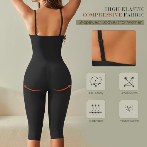 Tummy Control Bodysuit for Women CapriShapewear leggings Body Shaper Thigh Slimmer4
