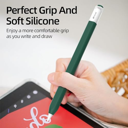 Image of Pencil Case for Apple Pencil (USB-C) 3rd Generation Silicone Protective Cover Sleeve, Supports Magnetic Attachment 3rd Gen (Midnight Green)
