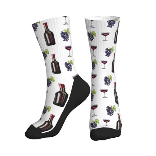 Calcetines deportivos para mujer y hombre, con diseño de elementos de vino, blancos, suaves, media pantorrilla, calcetines para correr para mujer y hombre