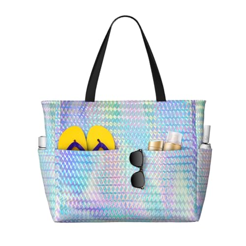Sac de plage holographique arc-en-ciel grand sac à bandoulière aux finitions soignées