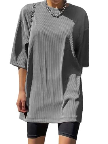 Image of Zilcon Woman Ribbed Dressy Business Casual Long Tops, Work Shirts Clothes Fancy Tshirt Style Tops for Women Suitable for Office Party for Women and Girls