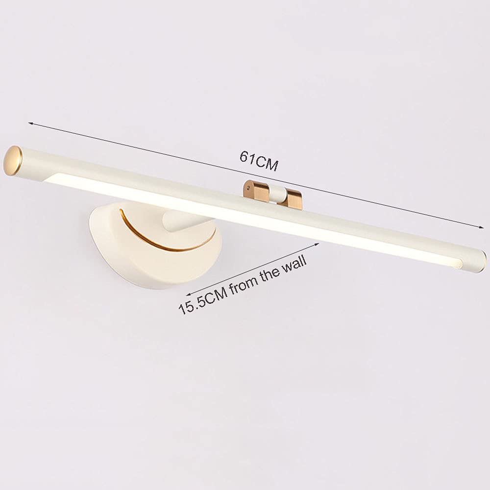 LED 180°Einstellbar Spiegellampe Weiß Runde Röhre Spiegelleuchte Spiegel Frontlicht Badezimmer Wasserdicht Toilette Badezimmer Spiegellicht IP44 Dekoration Wandleuchte L61CM 14W,61cm warm light
