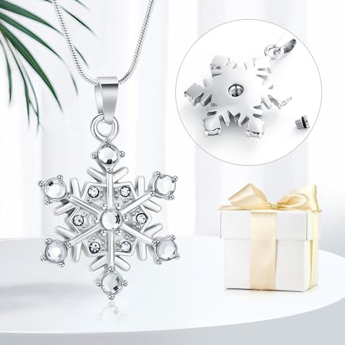 Collier funéraire flocon de neige, cadeau de souvenir pour les cendres - 5