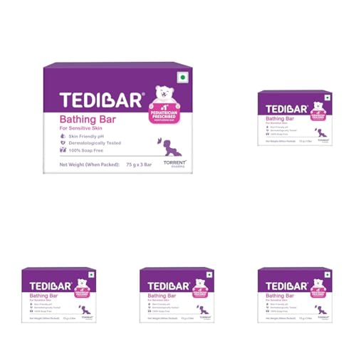 Image of Tedibar Moisturising Baby Bathing Bar 75gx3 (Pack of 5) 100% Soap Free No. 1* Pediatrician Prescribed Moisturising Bar - By Torrent Pharma