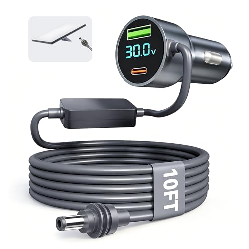 Starlink Mini 30v Car Adapter, Starlink Mini 12v Adapter with Independent Boost Converter, 12V/24V to 30V Step-up 3-in-1 DC Power Cable, 120W 10ft 18AWG Cord, Digital Display for RV, Truck, Boat