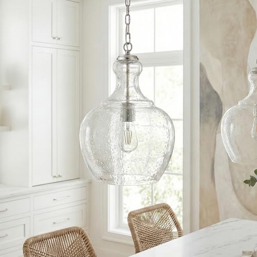 Image of Henn&Hart 11 inch Pendant Light Fixture with 6' Adjustable Cord, Brushed Silver