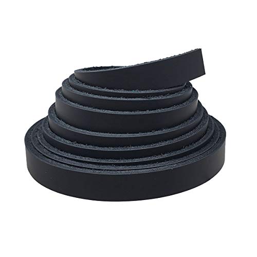 Black Leather Strips 1/2 Inch Wider - Latigo Leather Straps Up To 96 Inch Long – 6-7 Oz. (2.4 – 2.8 Mm) Latigo Leather Strips By Pitka Leather (1/2" X 84") #TOP23