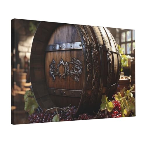 Toile tonneau de vin rouge tableau mural moderne pour salon chambre bureau sans cadre