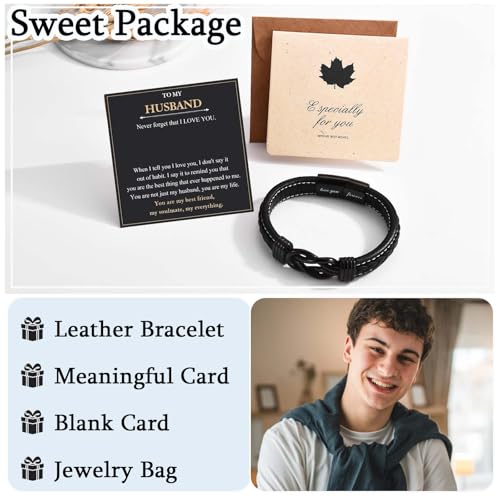 Pulsera de cuero Love You Forever para hombres miniatura 5