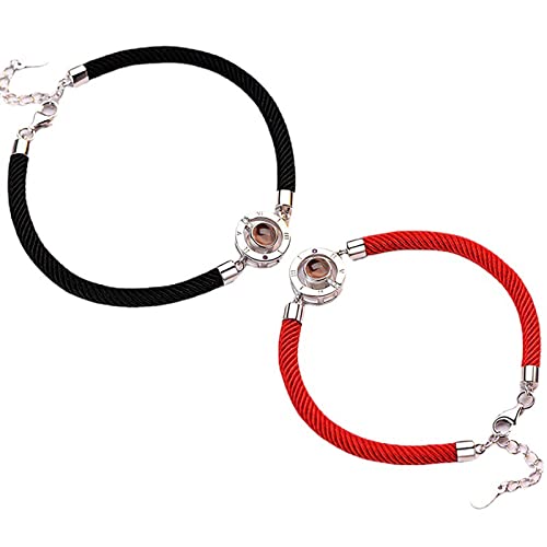YUNZHIDUAN Projektionspaar-Armband, 925 Silber Personalisiertes Projektionsarmband, 100 Verschiedene Sprachen Ich Liebe Dich Projektionsarmband, Geschenke für Liebeserinnerungsarmbänder Cover