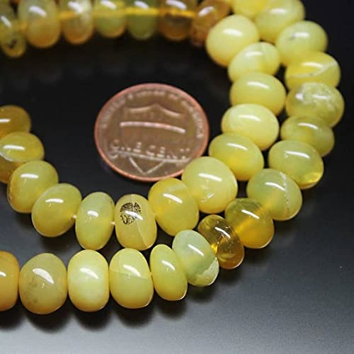 Opale jaune naturelle en perles de 9mm de qualité gemme polie pour joaillerie artisanale