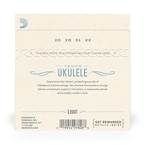Image of D'Addario Tenor Ukulele Strings, Fluorocarbon, EJ99T, 4-String Set, Pack of 1
