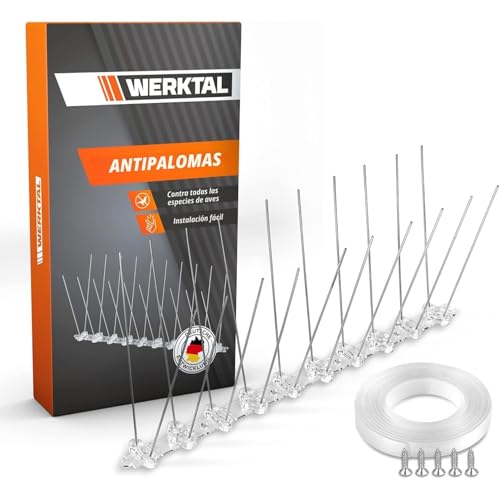 WERKTAL Repelente de palomas,Eficaz repelente de aves de acero inoxidable duradero [3 metros],Montaje sin herramientas gracias a Nanotape,Contra todas las especies de aves