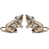 ALHBEJT Brass Statues Small Brass Metal Statue Ornament Animal Figurines Home Office Decor Metal Desktop Ornament Wall Art Gifts (2PCS Mouse)