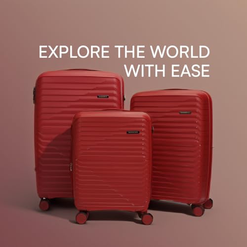 Image of Greece Trolley Spinner, 3-Piece Hard Case Suitcase with 360 Multi-Directional Wheels (Beige Pink)