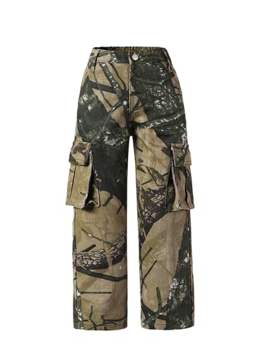 SOLY HUX Toddler Girl's Y2K Wide Leg Camo Pants Streetwear Cargo Jeans Casual Denim Pants