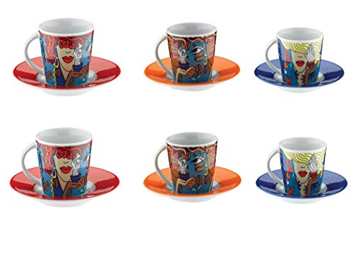 Kütahya Porslin Toledo 10910 mönster kaffeset (12 st), presentkaffeset, kaffekopp, turkiskt kaffe, 12 st set (6 x delars kaffekopp, 6 x delar kaffeplatta)