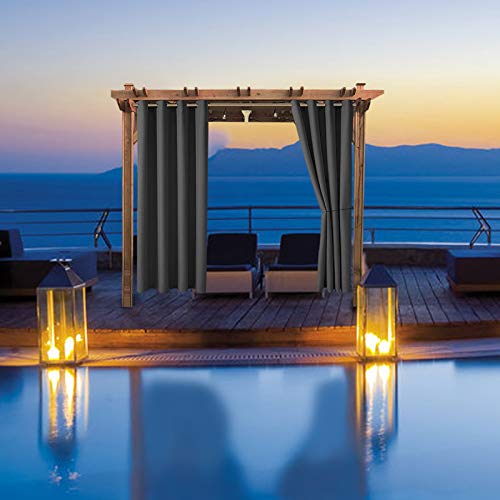 ele ELEOPTION Outdoor Vorhang Wetterfest, Outdoor Vorhänge mit Ösen Blickdicht Vorhang Sichtschutz und Sonnenschutz, Outdoor Gardinen für Terrasse Balkon Garten Hof(4 Stücke/ 132 X 213cm)