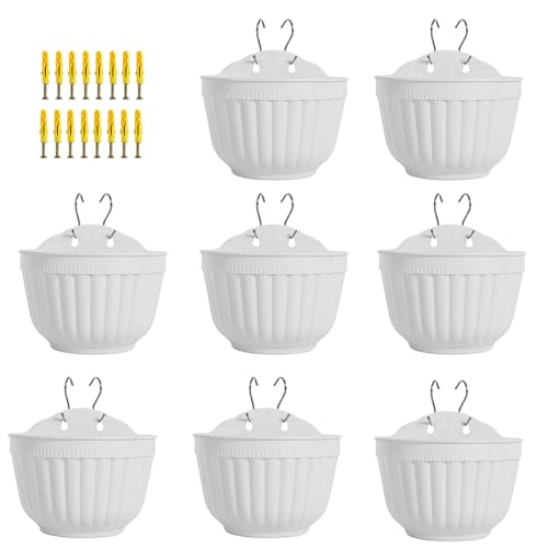 Macetas, Kitchen Paquete de 8 macetas de resina para colgar en la pared, para jardín, sala de estar, ventana, para interiores y exteriores, cesta de flores para cocina,...