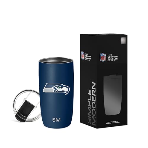 Simple Modern Officially Licensed NFL Seattle Seahawks 16oz Travel Coffee Tumbler with Flip Lid | Stainless Steel Cup | Football Gifts for Men, Women | Voyager Collection | Seattle Seahawks
