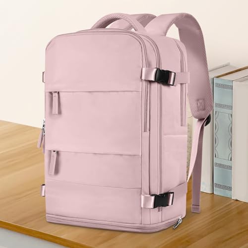 Image of coowoz Travel Backpack For Women Men,Carry On Backpack,Hiking Backpack Waterproof Outdoor Sports Rucksack Casual Daypack travel essentials(Pink Purple)