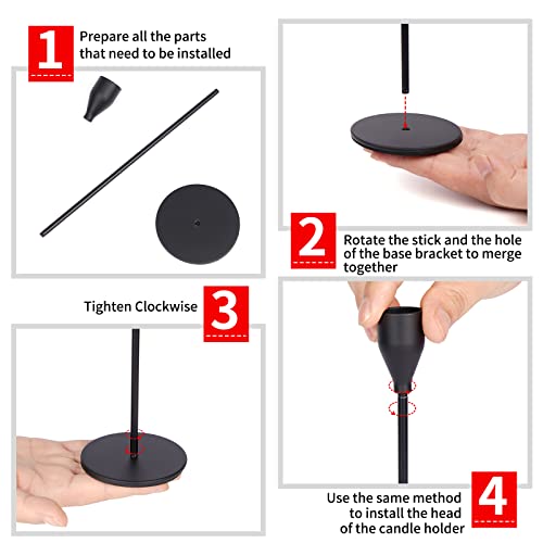 Fani ZJ008L Set Of 12 Matte Black Candlestick Holders thumb #6