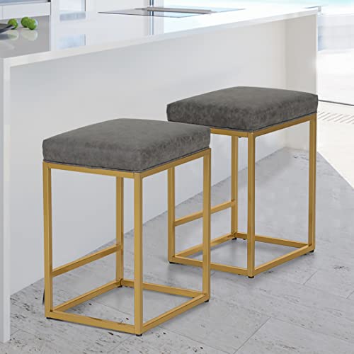 ALPHA HOME Bar Stools Set of 2, Metal Counter Height Bar Stools, 24