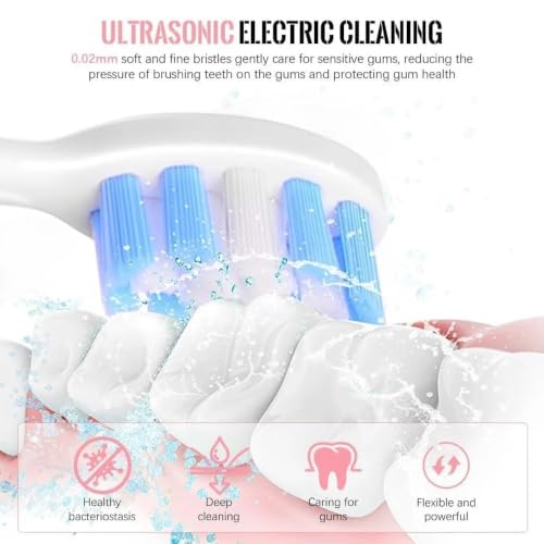 Image of Sonic Electric Toothbrush for Adults & Kids, 34,000 Strokes /Min Rechargeable Tooth Brush with 5 Cleaning Modes, 4 Brush Heads, USB Charging and IPX7 Waterproof Design, Black