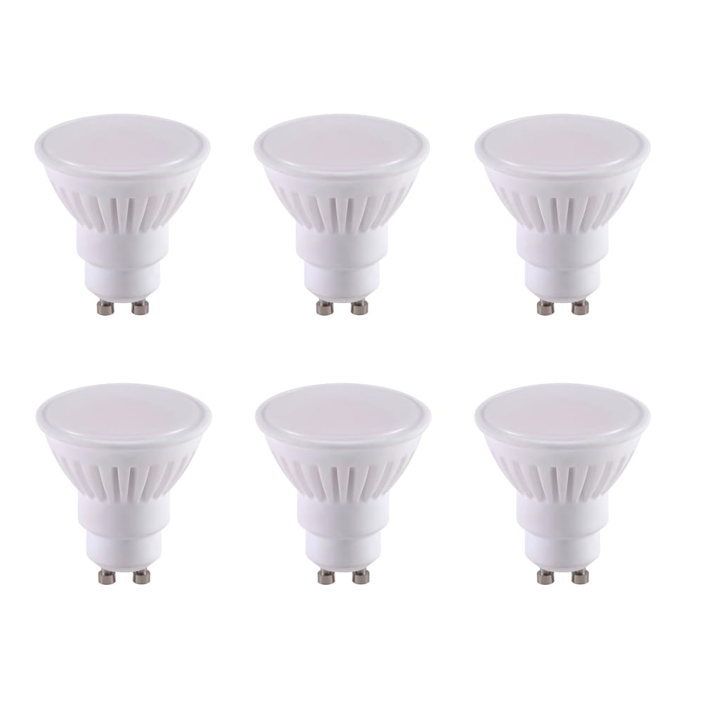 Jiotouhu GU10 led Light Bulb, Ceramic Shell, 110° Beam Angle, Cool White 6000K, 10W led Spotlight Bulbs, Equivalent to 100W Halogen Light Bulb, 220V, Non-dimmable, 6 Pack