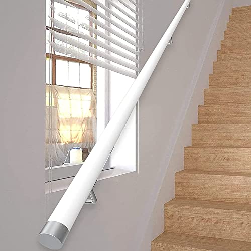 Kit de barandilla de escalera de madera blanca, de 1 a 3 metros de largo, elegante pasamanos de pared para escalones de interior, soporte seguro para uso doméstico
