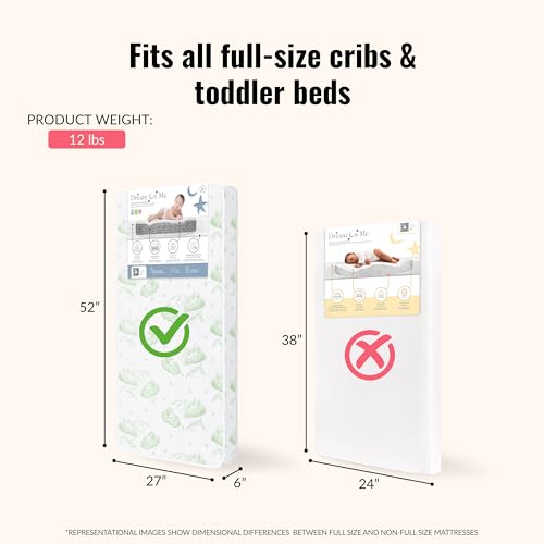 Image of Dream On Me Superior Slumber Mattress, Fits Standard Full-Size Cribs & Toddler Beds, Reversible Design, 52 inch x 28 inch x 6 inch, Waterproof Vinyl Cover, GREENGUARD Gold & BSA Certified
