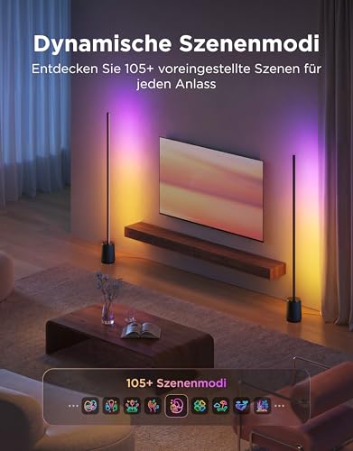 Govee Stehlampe 3 Lite RGBICWW, 1400 lm Dimmbar Stehlampe Wohnzimmer 152cm – Ansicht 4