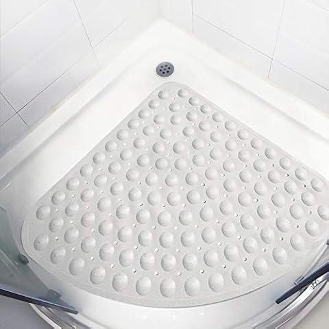 qlly Shower Mat Non Slip Anti Mould Corner Sector Rubber Quadrant Bath Mats With Drain Hole And Suction Cups For Bathroom,Shower,Bathtub And Colors Cover