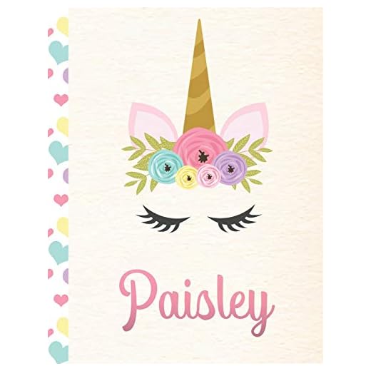 Paisley: Personalized Unicorn Sketchbook For Girls With Pink Name - 8.5x11 110 Pages. Doodle, Sketch, Create!