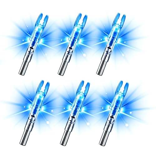 JIANZD 6PCS Lighted Nocks for Arrows with .204/.233/.244/.246-5.2mm Inside Diameter Bolts with ON/Off Switch Light up Knocks Compound Bow Arrow Nocks for Hunting Shooting (5.2-Blue-6pcs)