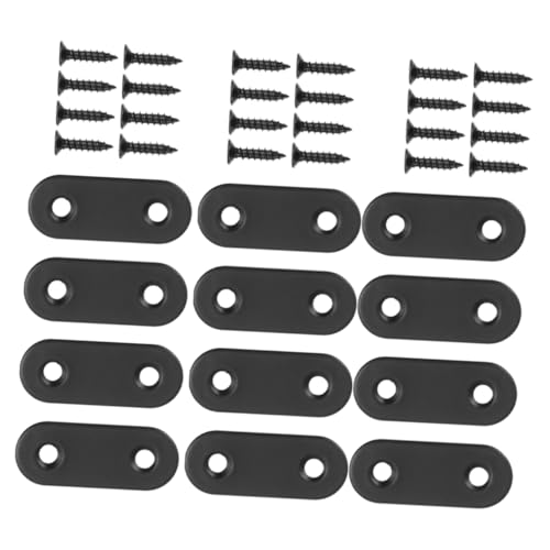 FUNOMOCYA 12pcs Brackets for Wood Stainless Steel Metal Bracket Mending Plate Black Metal Brackets for Shelves