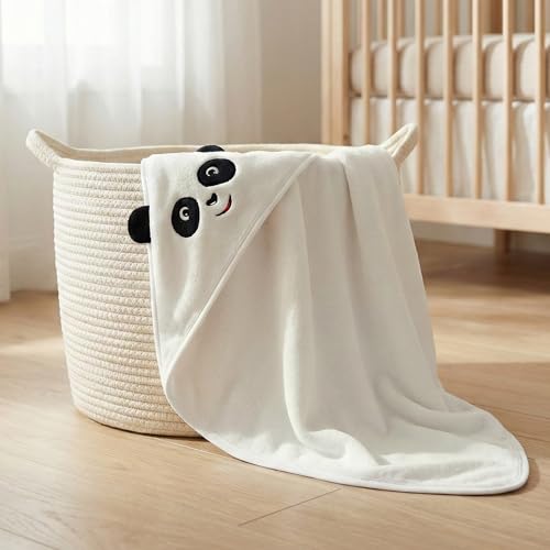 Image of Story@Home Towel for Kids with Hood | 300 GSM (80 X 80CM) Quick Dry Kids Towel | Soft Lightweight Baby Wrap for Beach |Pool Towel for Boys & Girls |Kids Microfiber Towels for Bath - White - Panda
