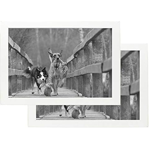 8x12 White Gallery Picture Frame 2-Pack - Wide Molding - Includes Both Attached Hanging Hardware and Desktop Easel - Display Pictures 8 x 12 Inches - Eight by Twelve - Two Frames Cover