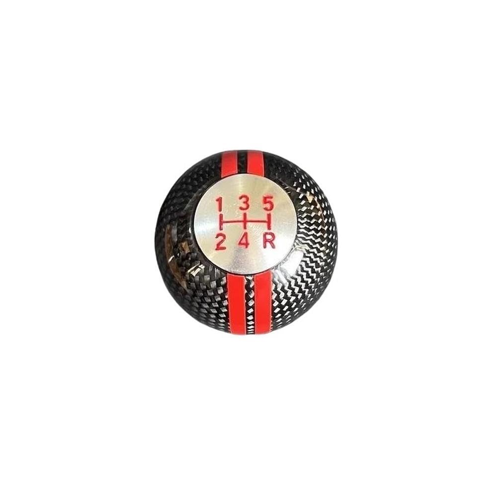 HYASDBWE 5 6 Speed Real Carbon Fiber Gear Shift Knob for Mazda MX5 MX-5 Gear Ball Head Car Accessories Gear Shifter Parts(Red,5 Speed)
