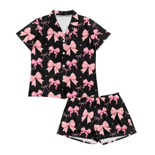 Image of Women's Short Sleeve Sleepwear Pajamas Nightwear with Pockets