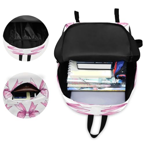 JSTEL Pink Bow Knot Backpack Toddler Teenager School Backpack Pink Bow Knot Kid Bookbag for Boys Girl Ages 5 to 194