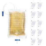 10 Packs Urinary Leg Bags 1000ml Urinary Drainage Bags with Easy Drain T Tap Switch and Anti-Reflux Valve Night Bags Easy Flip Drain Urine Bags
