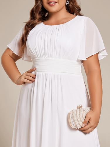 Image of Ever-Pretty Women's Plus Size Formal Wedding Guest Dresses for Curvy Women A Line Chiffon Midi High Low Cocktail Dress