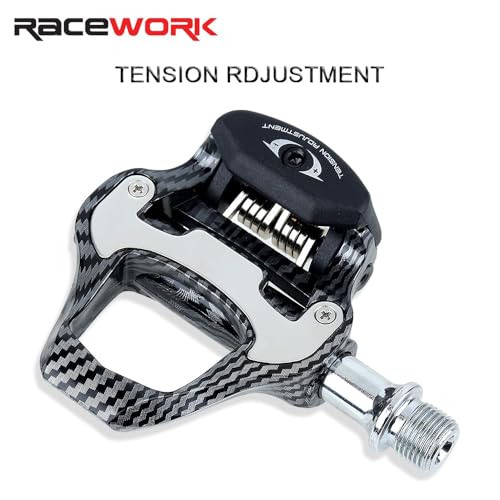 Cyclesavvy Racework Road Bike Pedals - Lightweight, Aerodynamic With Look/Spd-Sl Cleats, Chromoly+ Axles & Steel Bearings, Ideal For Road Cycling-Carbon Fiber Pattern thumb #7